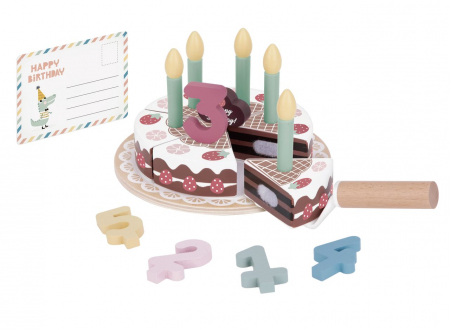 1-2 ani - Tort Aniversar din Lemn – cu Lumânări, Felii și Cifre