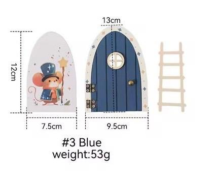 Ușița Șoricelului Magic - ALBASTRU – Set Decorativ cu Ușă, Scară și Personaj  Ilustrat [2]