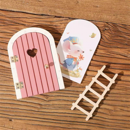 Ușița Șoricelului Magic ROZ – Set Decorativ cu Ușă, Scară și Personaj  Ilustrat