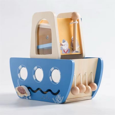 1-2 ani - Vapor Montessori din Lemn – Bărcuța exploratorilor marini