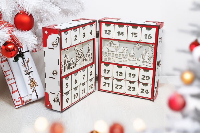 Calendar advent Lumiar - Cutie artizanală cu 24 de sertărașe [2]
