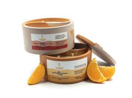 Lumânări parfumate - Lumânare parfumată DUO: plăcintă de mere & portocale