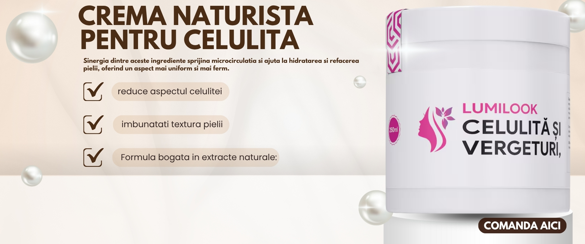 Crema Naturista LumiLook Celulita si Vergeturi, Reduce Aspectul Celulitei, Imbunatateste Textura Pielii, 250 ml