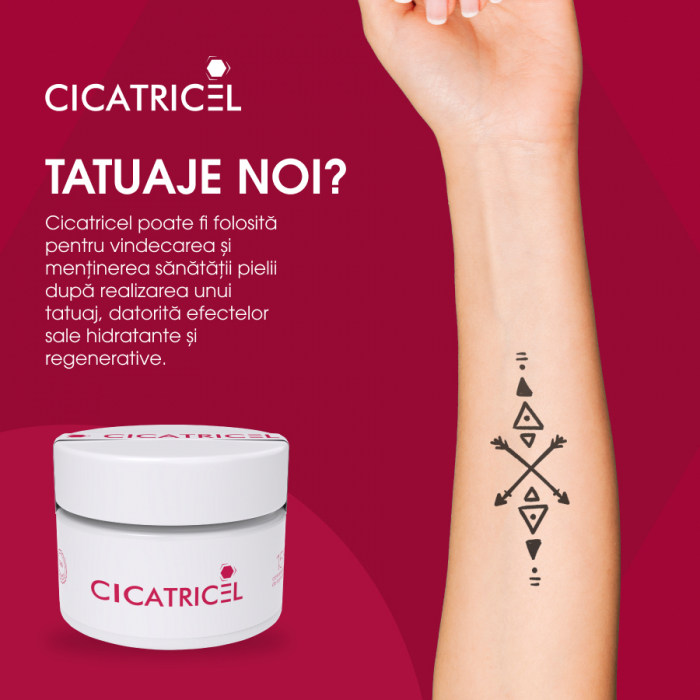 Crema Naturista Cicatricel - Vindecare Rapida pentru Tatuaje, Rani Acute, Arsuri Solare, Julituri, Leziuni, Vanatai, Taieturi, Iritatii, Cicatrici, 50ml [12]