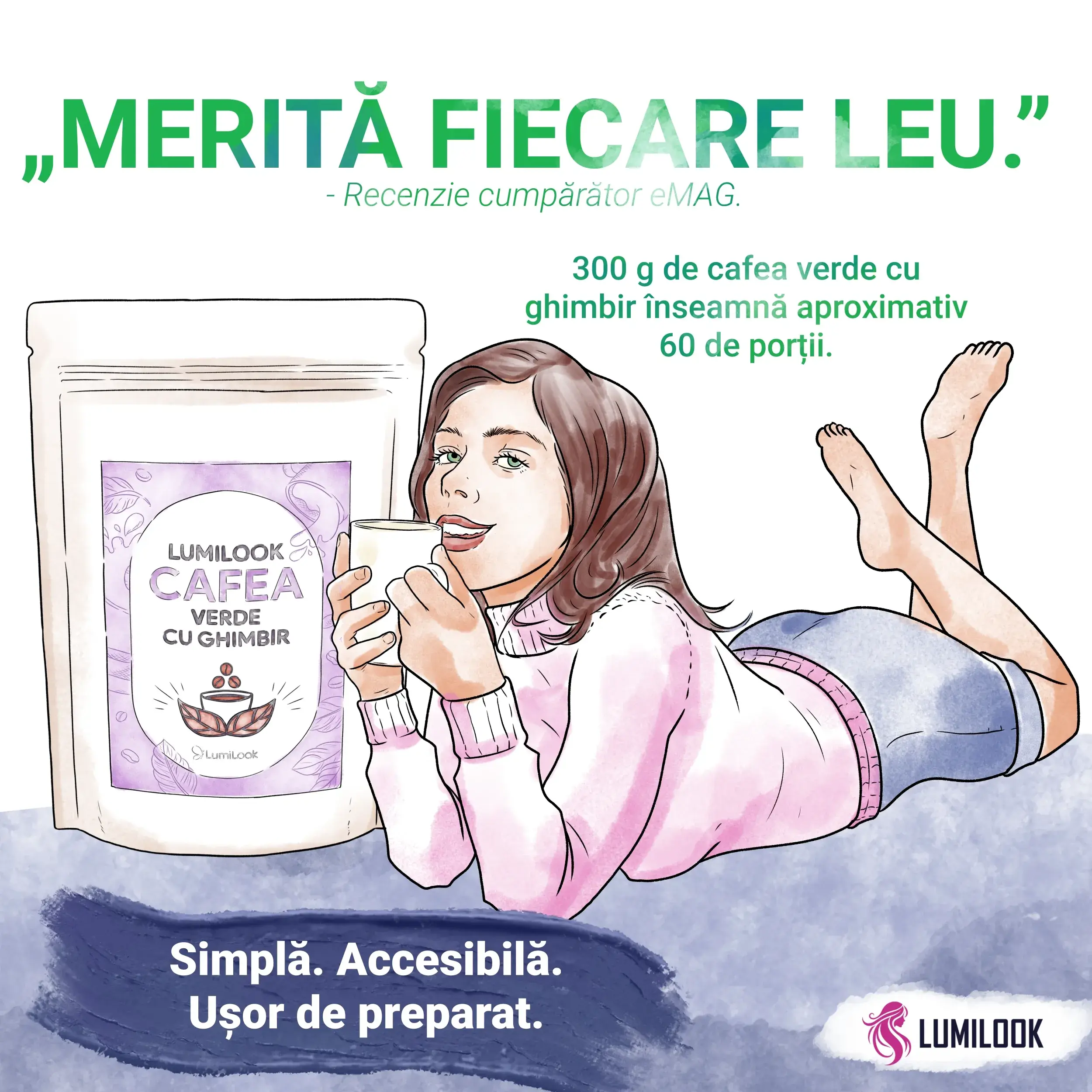 LumiLook Cafea Verde cu Ghimbir, Slabire naturala, detoxifiere, energie, ardere grasimi, efecte antioxidante, antidepresive si reglare digestie, 300 gr [11]