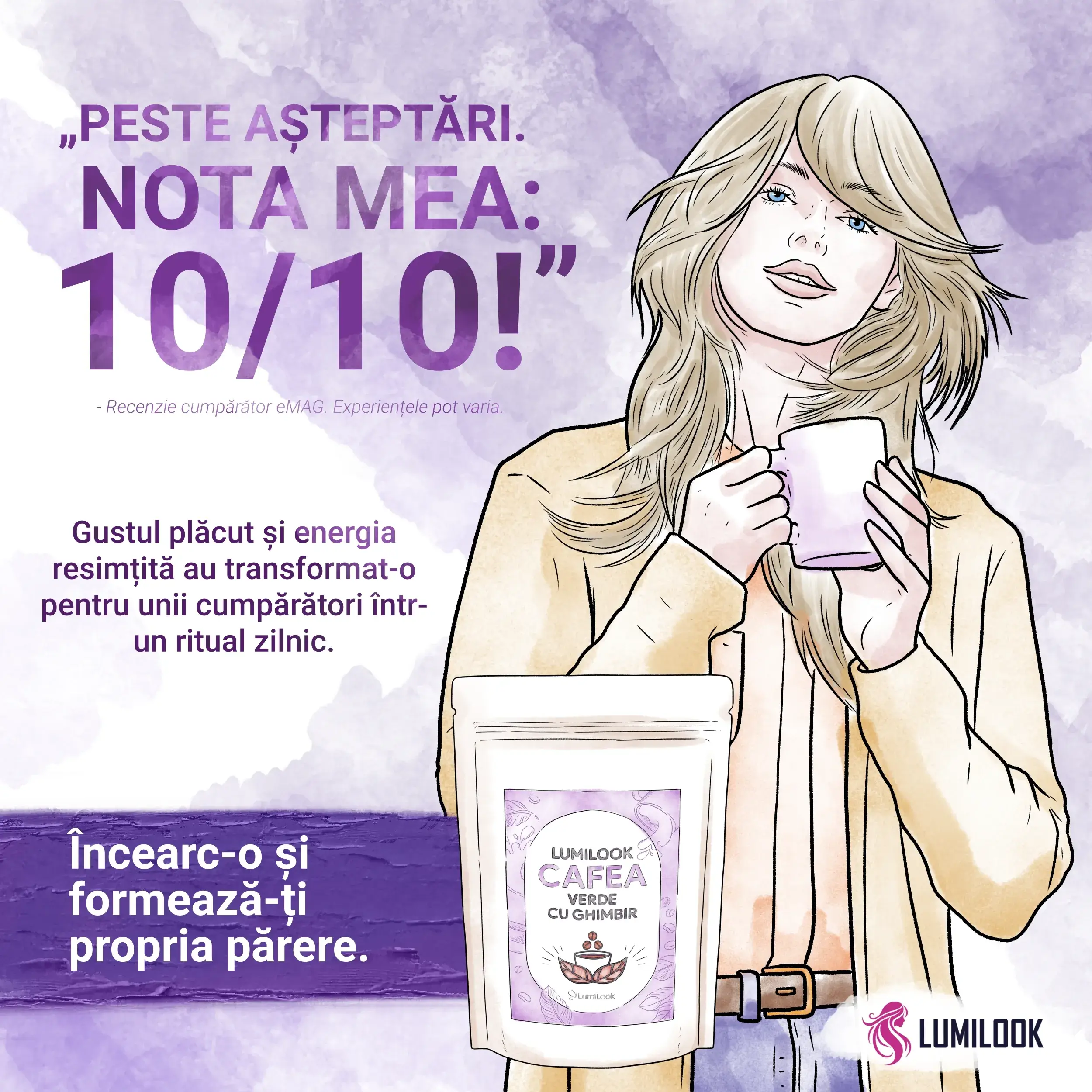 LumiLook Cafea Verde cu Ghimbir, Slabire naturala, detoxifiere, energie, ardere grasimi, efecte antioxidante, antidepresive si reglare digestie, 300 gr [8]