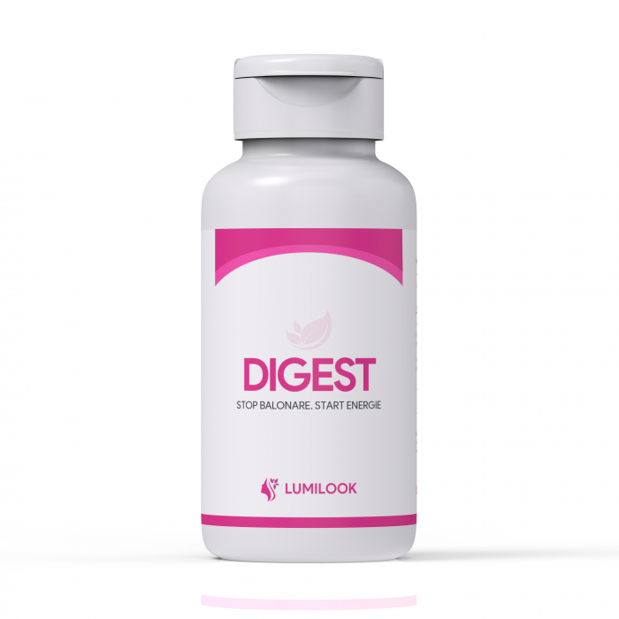 LumiLook Digest pentru functionarea optima a sistemului digestiv. Reduce balonarea si indigestia, regleaza tranzitul lent si contribuie la echilibrarea colesterolului si a glicemiei, 60 Capsule Vegeta
