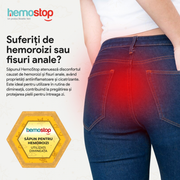 Sapun pentru hemoroizi, HemoStop® pentru dimineata, cu efect calmant, antiinflamator, cicatrizant, 100g [14]