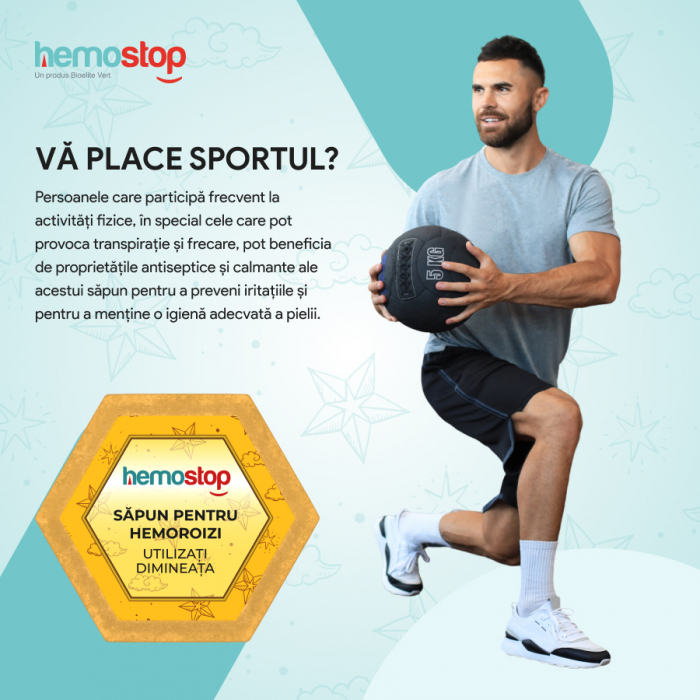 Sapun pentru hemoroizi, HemoStop® pentru dimineata, cu efect calmant, antiinflamator, cicatrizant, 100g [16]