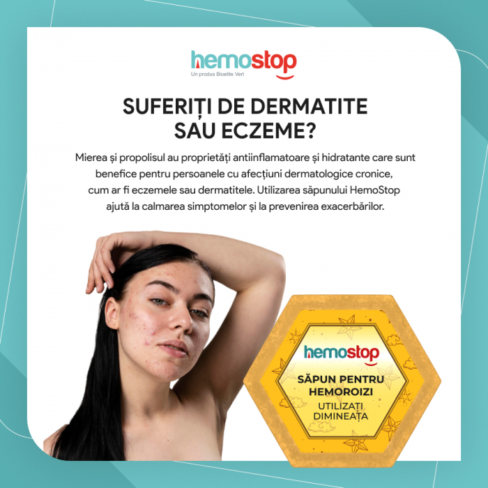 Sapun pentru hemoroizi, HemoStop® pentru dimineata, cu efect calmant, antiinflamator, cicatrizant, 100g [13]