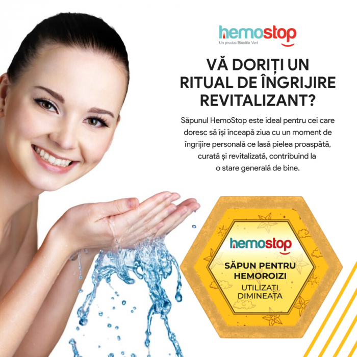 Sapun pentru hemoroizi, HemoStop® pentru dimineata, cu efect calmant, antiinflamator, cicatrizant, 100g [15]