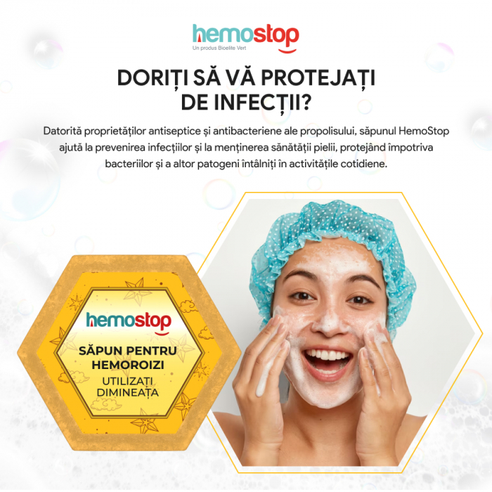 Sapun pentru hemoroizi, HemoStop® pentru dimineata, cu efect calmant, antiinflamator, cicatrizant, 100g [10]