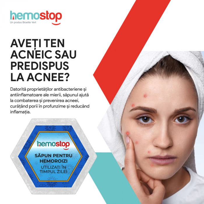 Sapun pentru hemoroizi, HemoStop® pentru utilizare in cursul zilei, hidratare intensa si regenerare celulara, 100g [9]