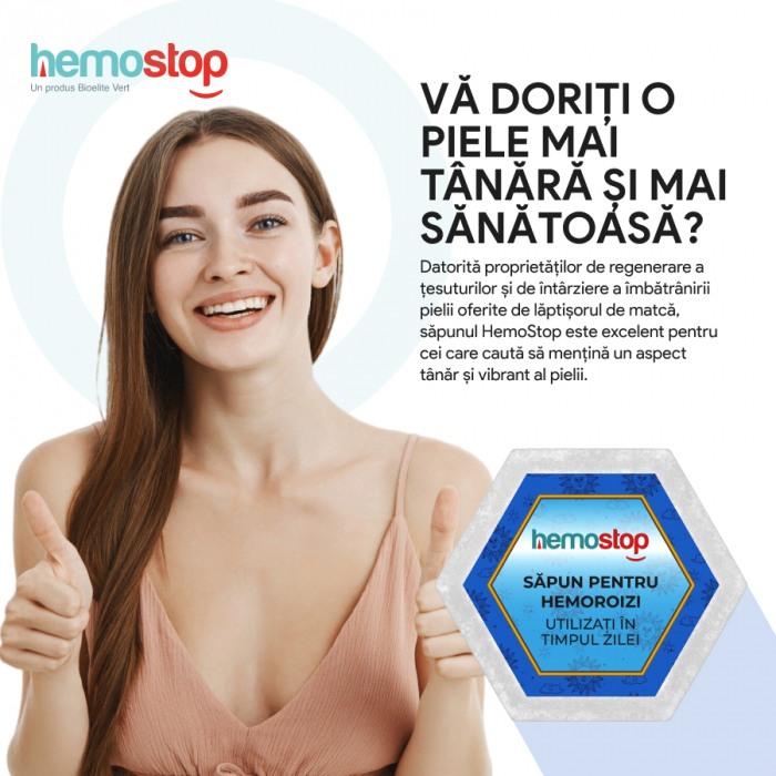 Sapun pentru hemoroizi, HemoStop® pentru utilizare in cursul zilei, hidratare intensa si regenerare celulara, 100g [14]