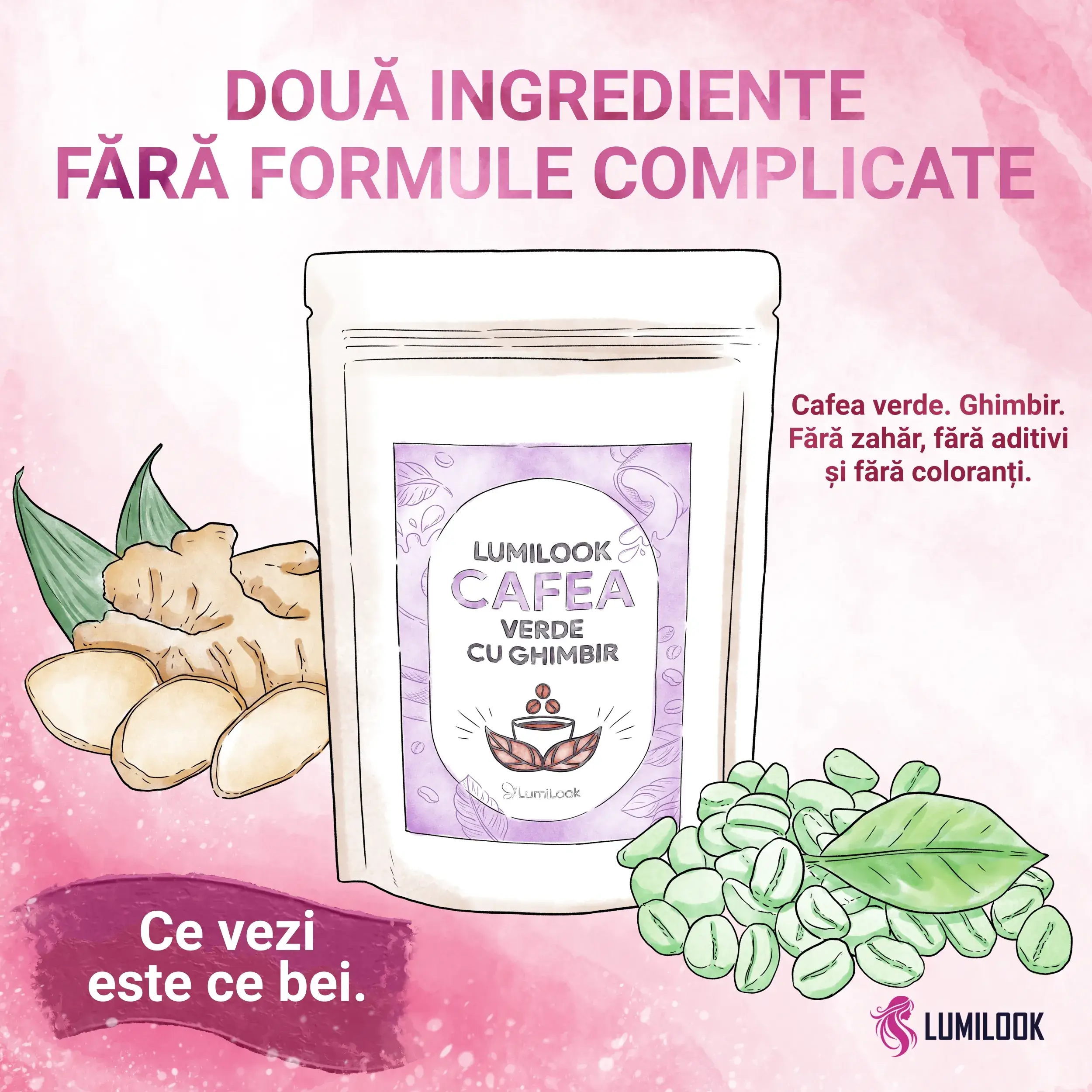 LumiLook Cafea Verde cu Ghimbir, Slabire naturala, detoxifiere, energie, ardere grasimi, efecte antioxidante, antidepresive si reglare digestie, 300 gr [3]