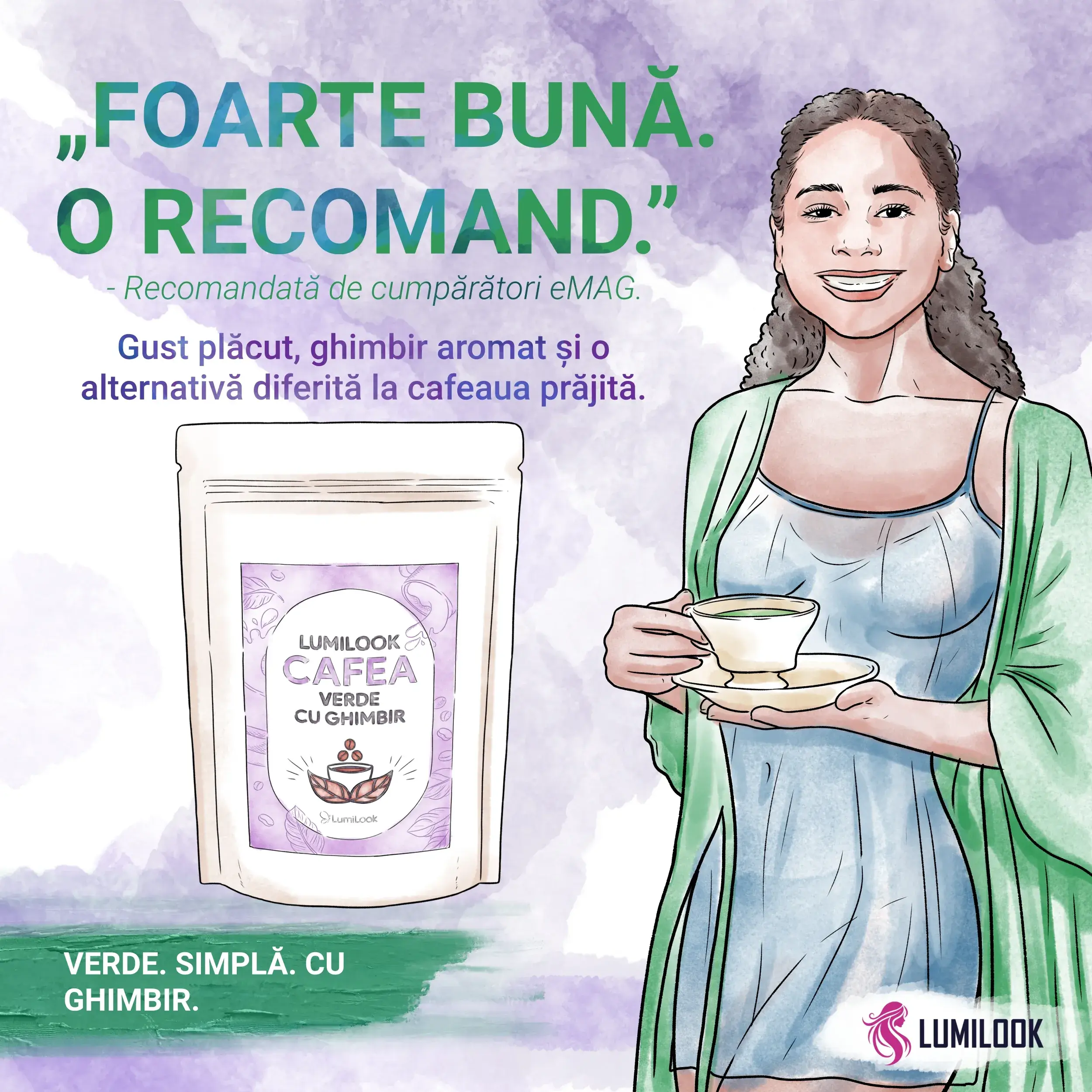 LumiLook Cafea Verde cu Ghimbir, Slabire naturala, detoxifiere, energie, ardere grasimi, efecte antioxidante, antidepresive si reglare digestie, 300 gr [11]