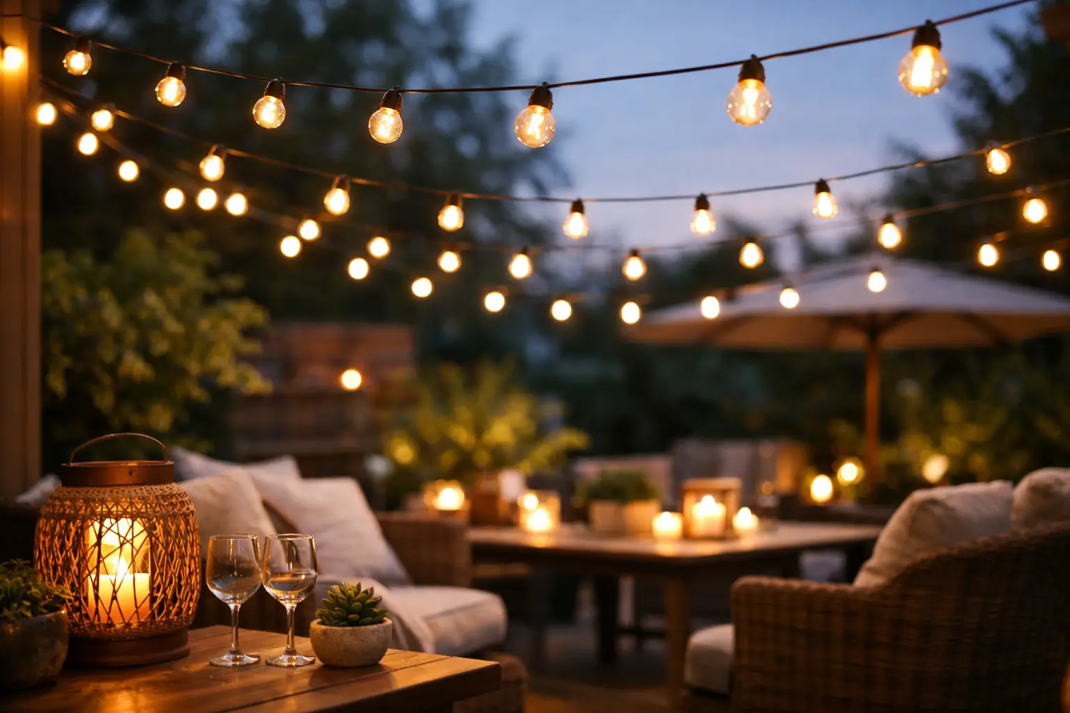Ghirlande luminoase terasa exterior: cum alegi