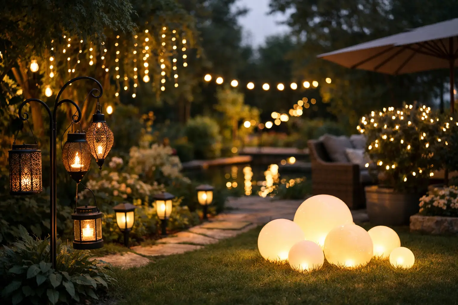 Decoratiuni luminoase pentru gradina: idei bune