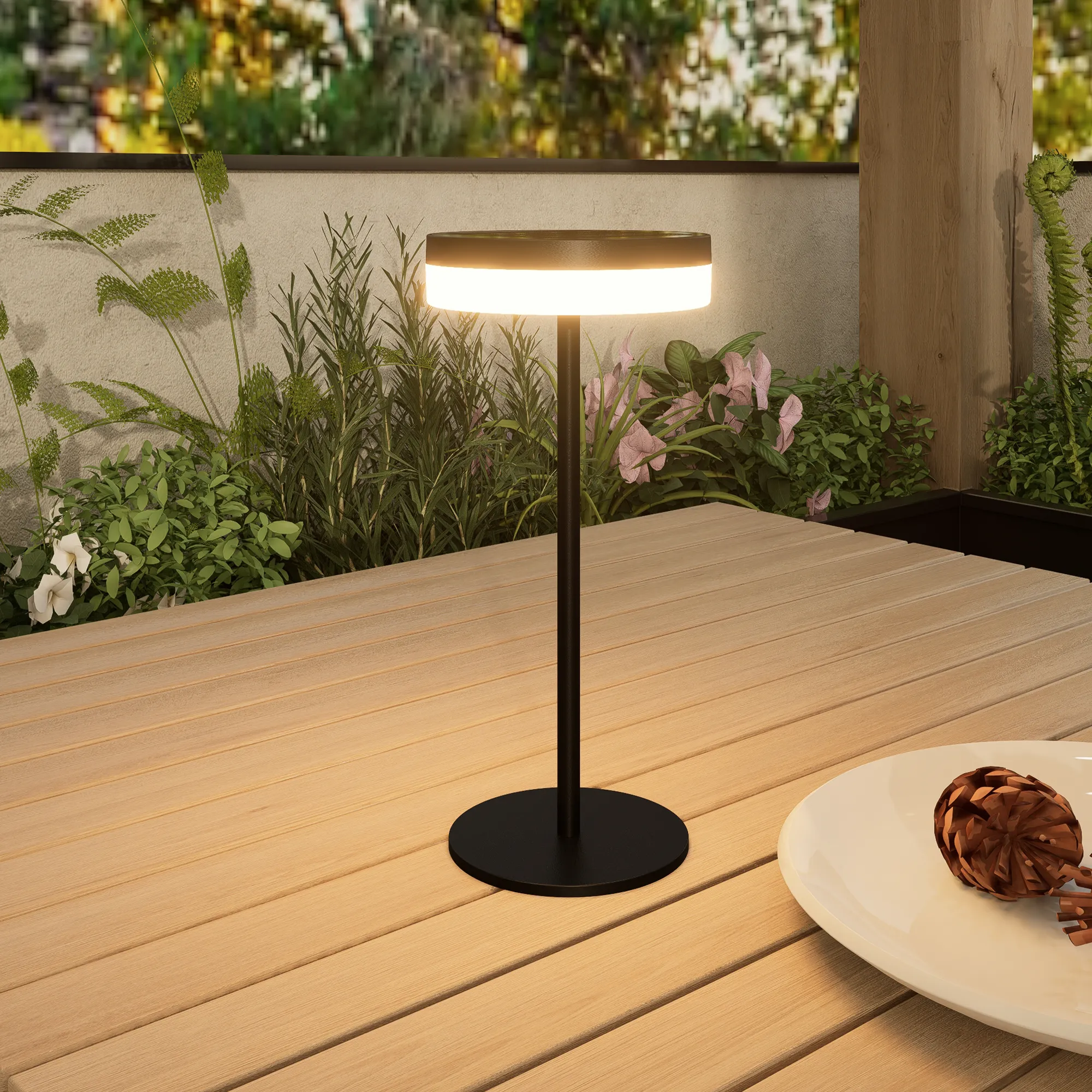 lampa de masa solara fara fir wireless cu baterie reincarcabila de exterior ip65 LED restaurant hotel terasa [3]