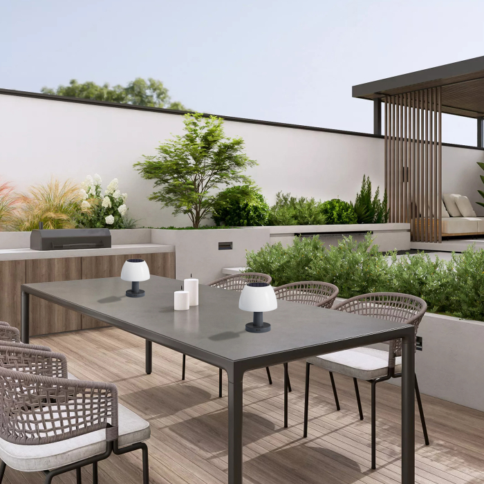 lampa de masa solara fara fir wireless cu baterie reincarcabila de exterior ip65 LED restaurant hotel terasa [2]