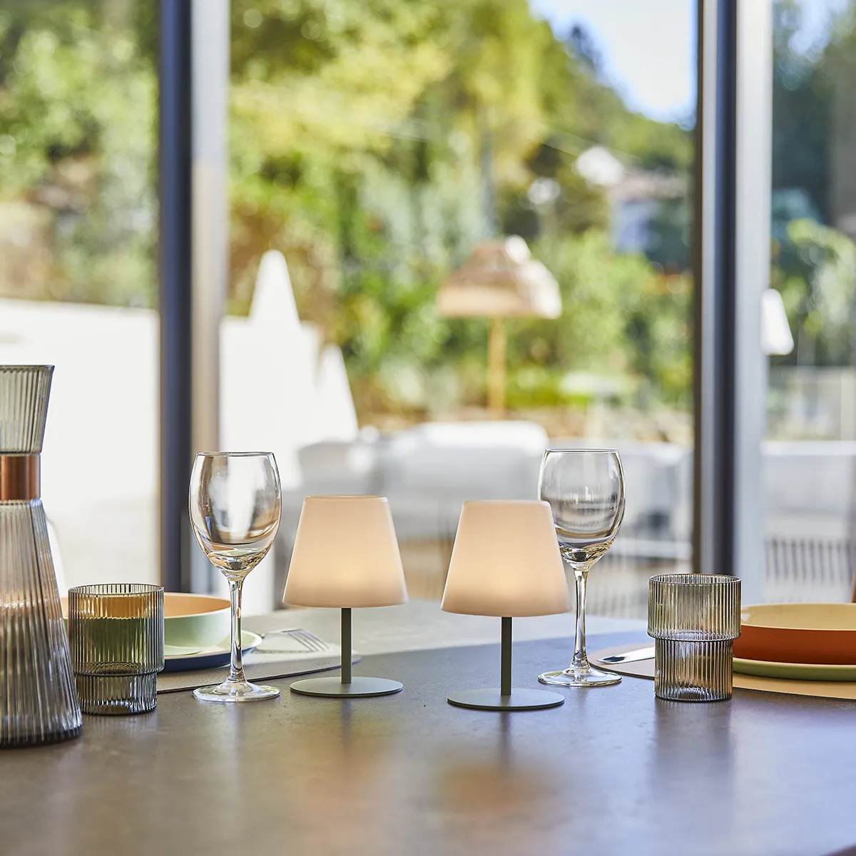 lampa de masa maro grey fara fir wireless cu baterie reincarcabila de exterior ip65 LED restaurant hotel terasa [3]