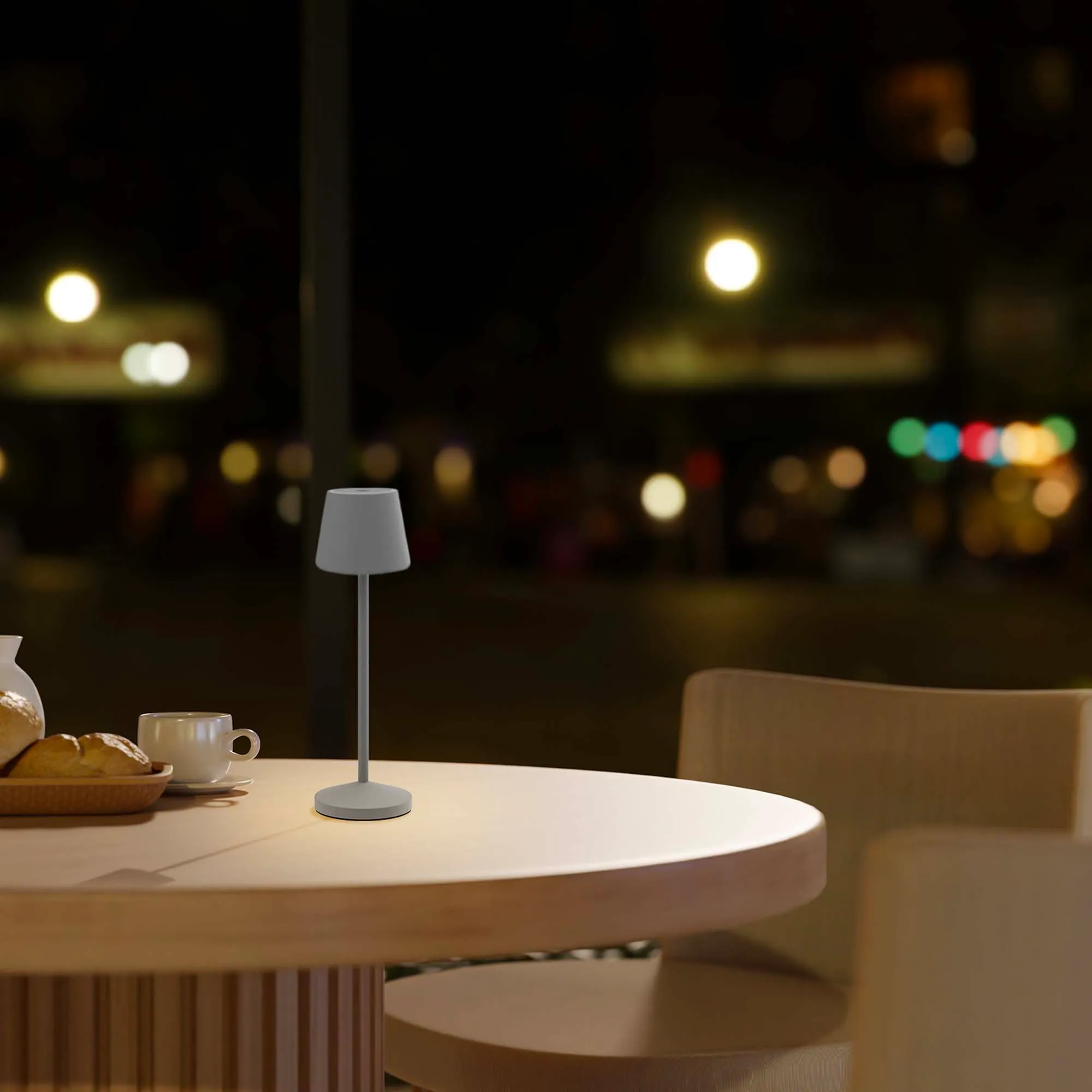 lampa de masa gri antracit fara fir wireless cu baterie reincarcabila de exterior ip65 LED restaurant hotel terasa [8]