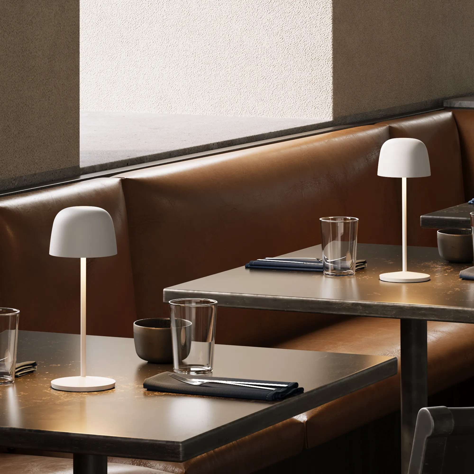 lampa de masa alba fara fir wireless cu baterie reincarcabila de exterior ip65 LED restaurant hotel terasa din aluminiu [1]