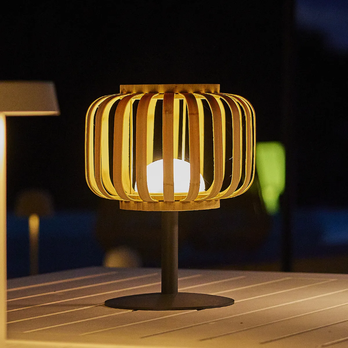 lampa de masa bambus fara fir wireless cu baterie reincarcabila de exterior ip65 LED restaurant hotel terasa [5]