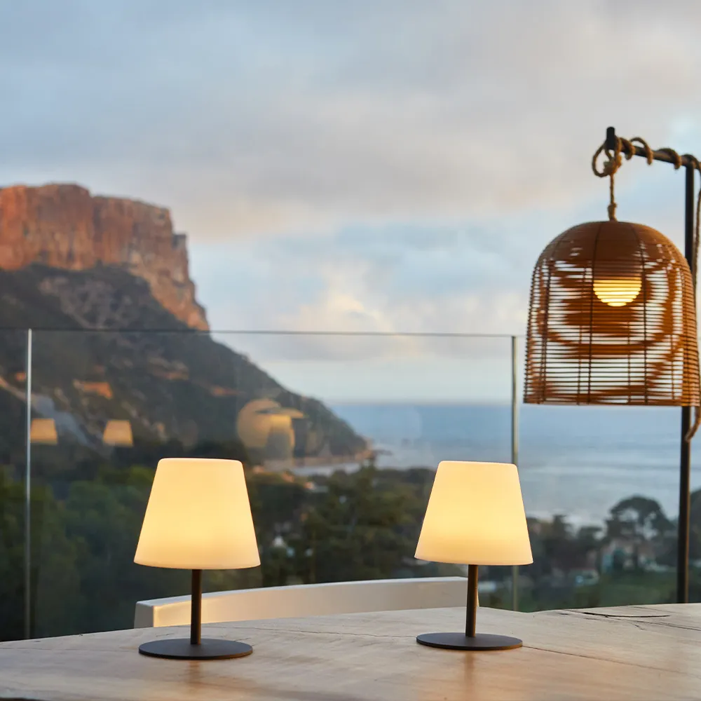 lampa de masa gri grey fara fir wireless cu baterie reincarcabila de exterior ip65 LED restaurant hotel terasa [4]