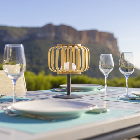 lampa de masa bambus fara fir wireless cu baterie reincarcabila de exterior ip65 LED restaurant hotel terasa [4]