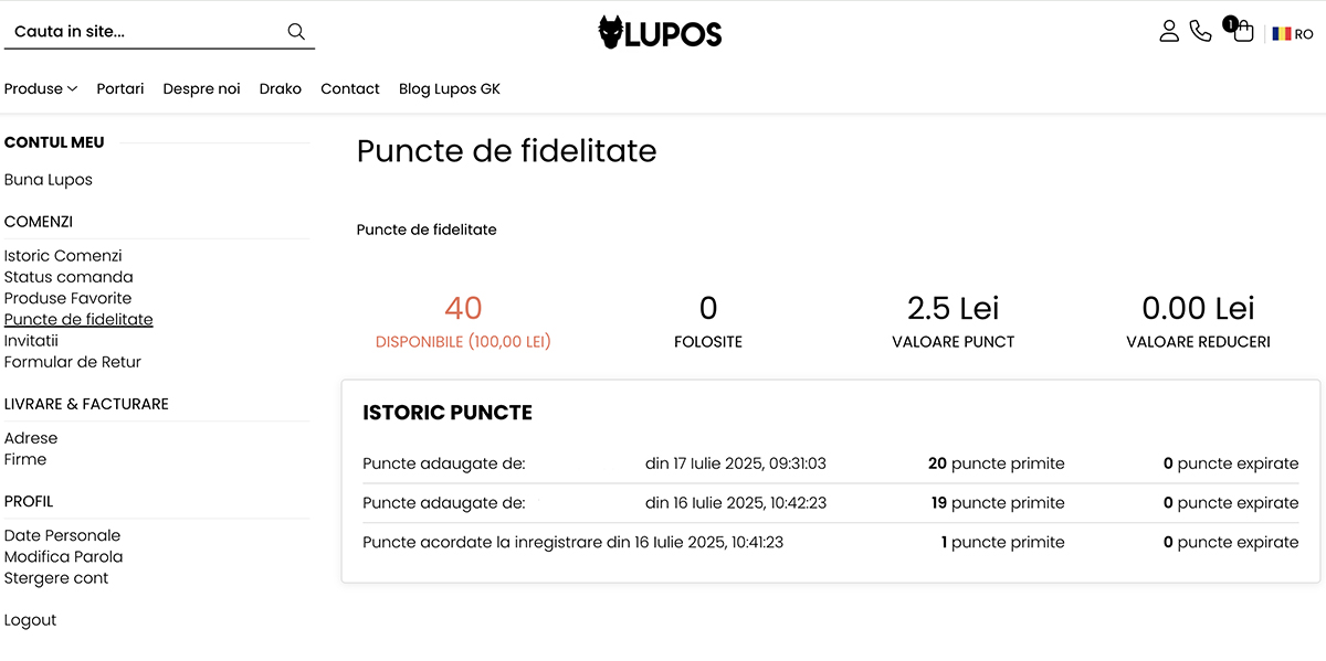 Unde verificăm punctele de fidelitate acumulate