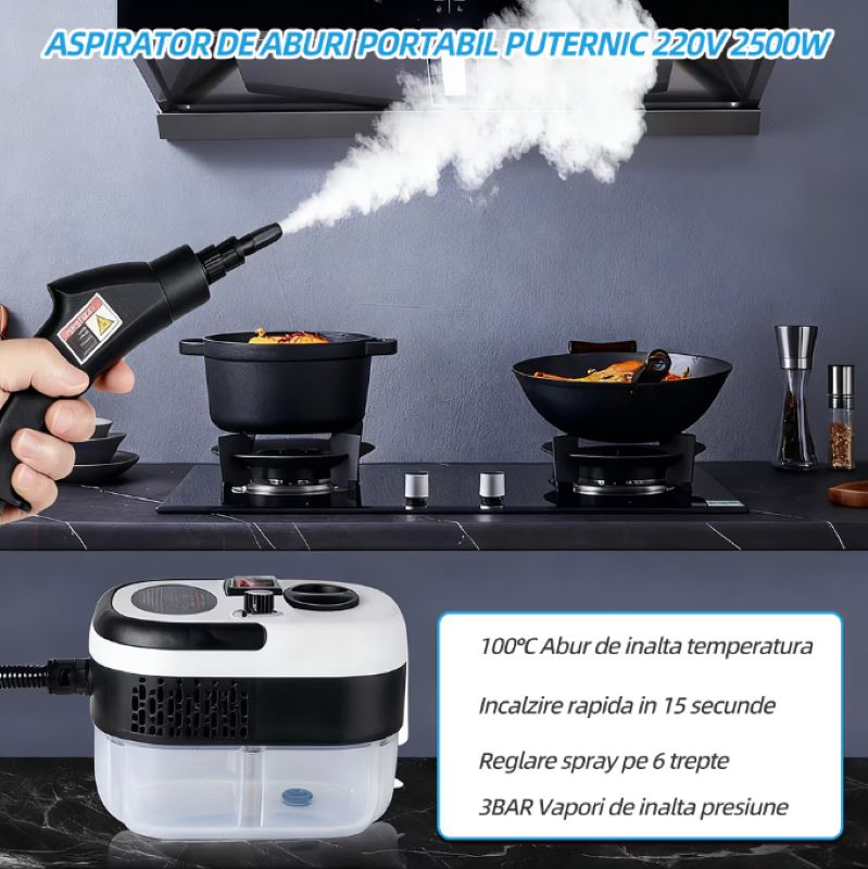 Aparat Curatat Aburi,Luxorya Velar™  2500W, Rezervor 1200ml, 6 trepte, Alb [5]
