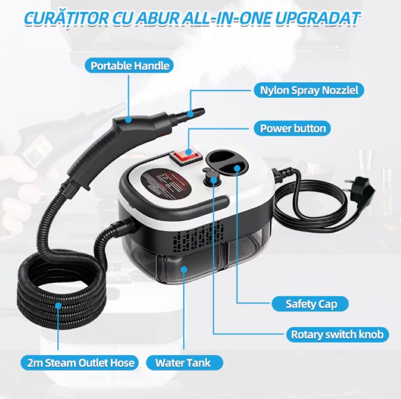Aparat Curatat Aburi,Luxorya Velar™  2500W, Rezervor 1200ml, 6 trepte, Alb [9]