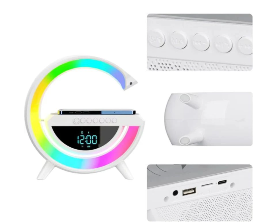 Boxa Portabila 4 in 1: Incarcare rapida Boxa Bluetooth, Radio, Lampa LED RGB, Ceas cu Alarma, Incarcare Wireless Telefon [4]