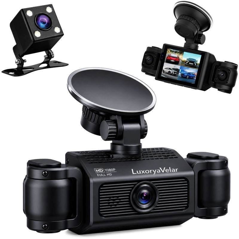 Camera auto de bord Marca Luxorya Velar™, Full HD 1080P, 4 canale, fata si spate interior, camera stanga dreapta pentru vedere nocturna WiFi si aplicatie, G-Sensor [1]