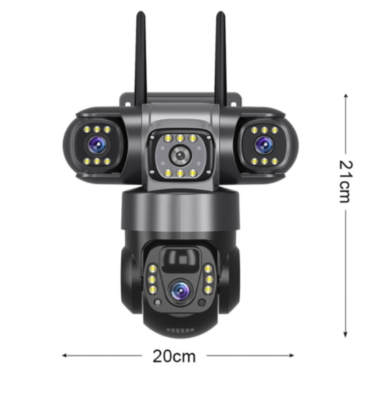 Cameră de securitate 4G cu 3 obiective și panou solar, rezoluție 6MP, vizualizare 360°, iluminare LED și alimentare solară [3]