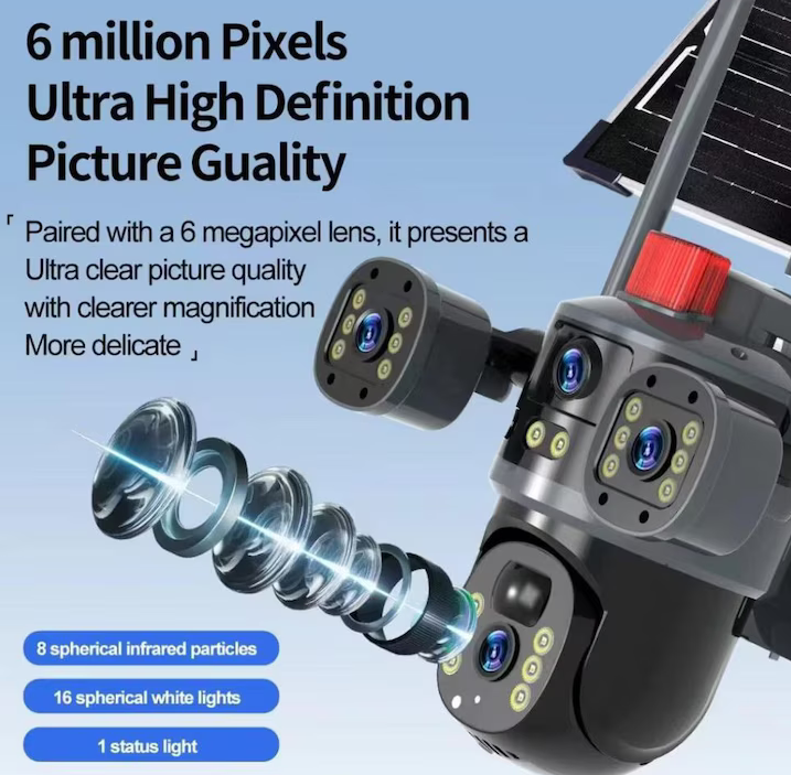 Cameră de Supraveghere cu panou Solar 4G 12MP, 3 Lentile, PTZ 360°, Zoom 10X, Night Vision Color, Audio Bidirecțional, Alarmă [4]