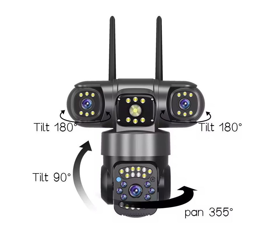 Cameră Supraveghere WiFi 12MP, 3 Lentile (Tripla), PTZ 360°, Zoom 10X, Night Vision Color, Audio Bidirecțional [8]