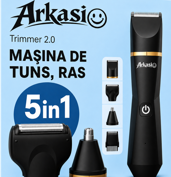 Masina de Tuns si Ras Electric, Arkasio™ Trimer multifunctional 5 in 1,Barba,Cap,Inghinal Fara Fir, Rezistent la Apa [7]
