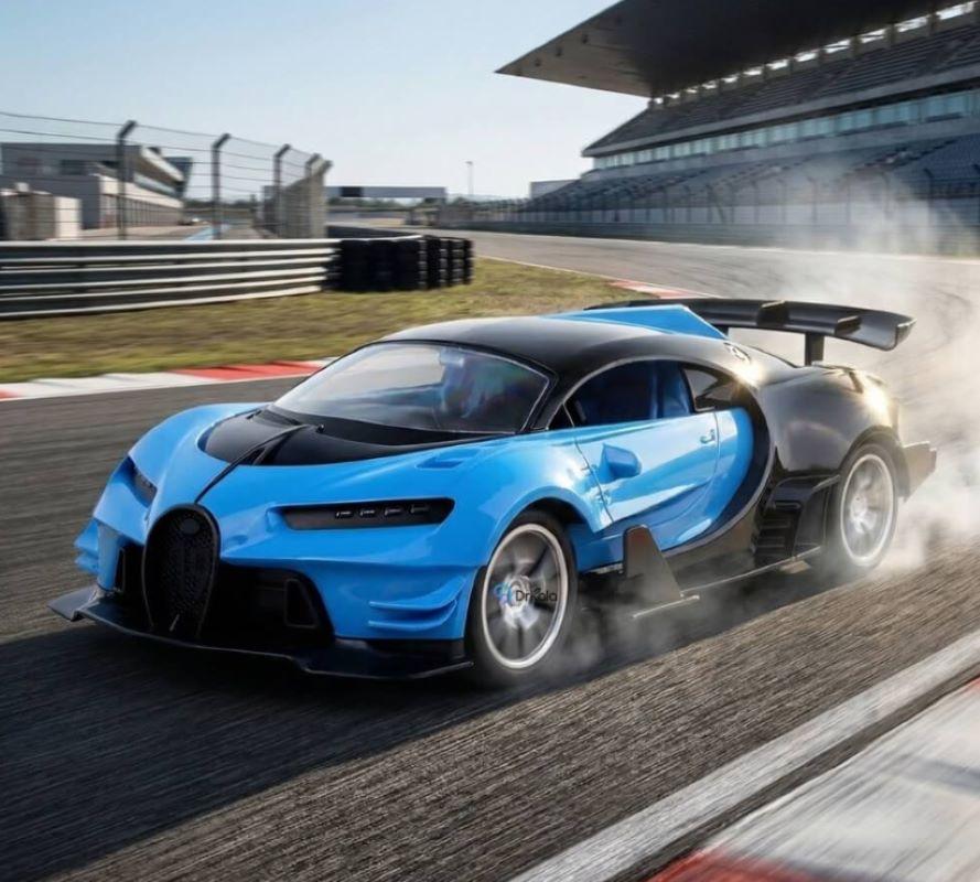 Masinuta cu telecomanda, Model Bugatti Chiron, Set cu pedale si volan, Design Sportiv, Jucarie Cadou Ideal pentru Copii si Adulti +5 ani, Albastru [6]