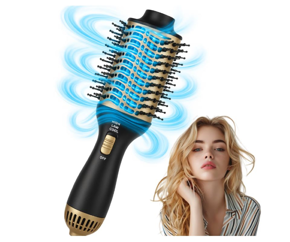 Perie rotativa electrica Luxorya Velar cu aer cald 3-in-1 pentru coafat, uscator si volum par si Prosop de uscat parul [3]