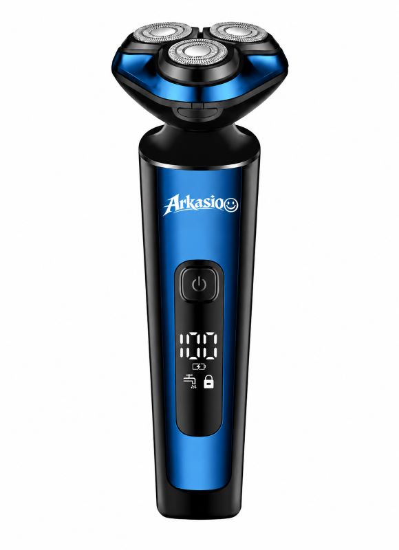 Aparat de tuns si ras Arkasio 4 in 1, electric pentru barbati reincarcabil IPX6, LED, 3 capete incluse Trimmer pentru Barba, Tuns si Nas, 3h Autonomie si Husa depozitare Cadou [2]