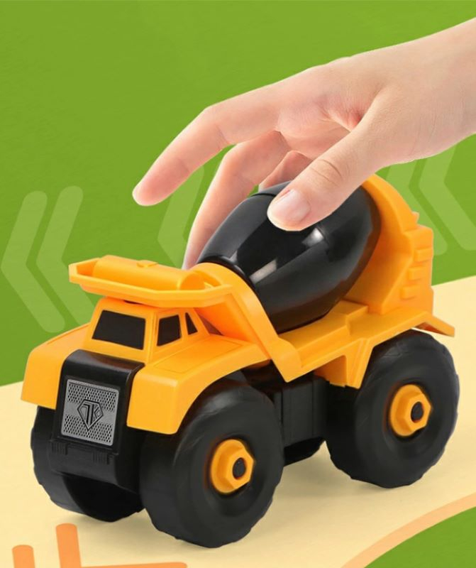 Set 6 Masini de Jucarie Engros, Vehicule de Constructii, Demontabile, Include Betoniera, Buldozer, Buldoexcavator, Camion, Excavator, Compactor, Surubelnita, Instructiuni si Cutie de Depozitare [8]