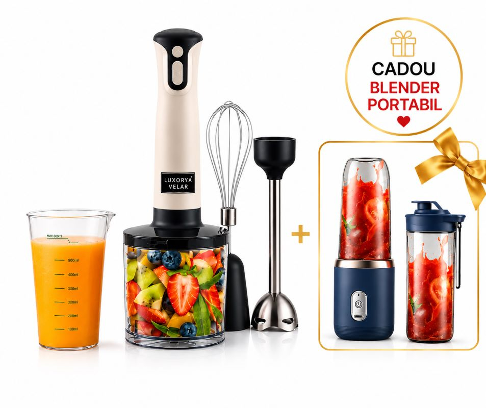Set Blender 5 in 1 LUXORYA VELAR™ 2000W – Mixer Vertical cu Putere maxima pentru preparate perfecte si un Blender Portabil CADOU [10]