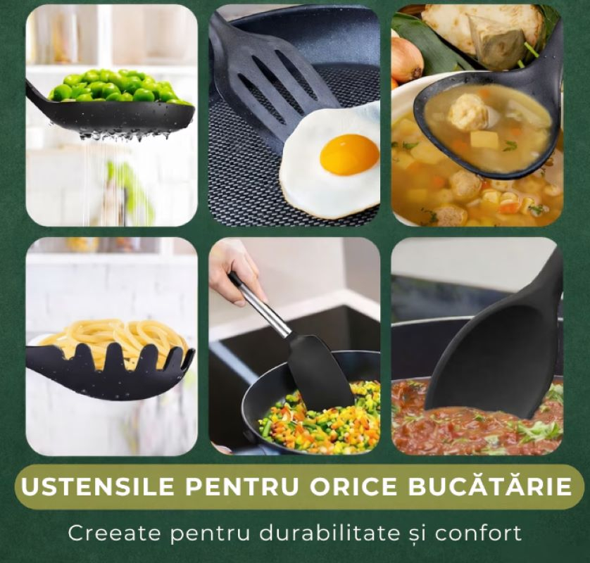 Set Bucătărie Marca Luxorya Velar™ 3 în 1 - 19 Piese Ustensile,Cuțite și Tocător [5]