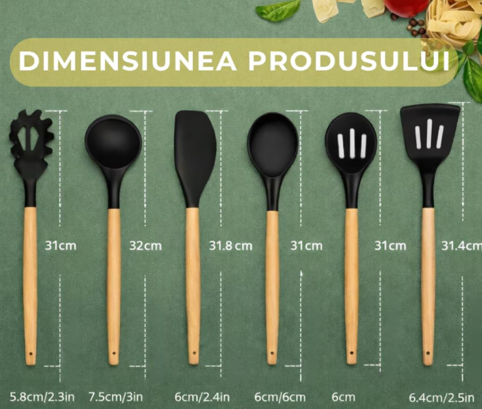 Set Bucătărie Marca Luxorya Velar™ 3 în 1 - 19 Piese Ustensile,Cuțite și Tocător [3]