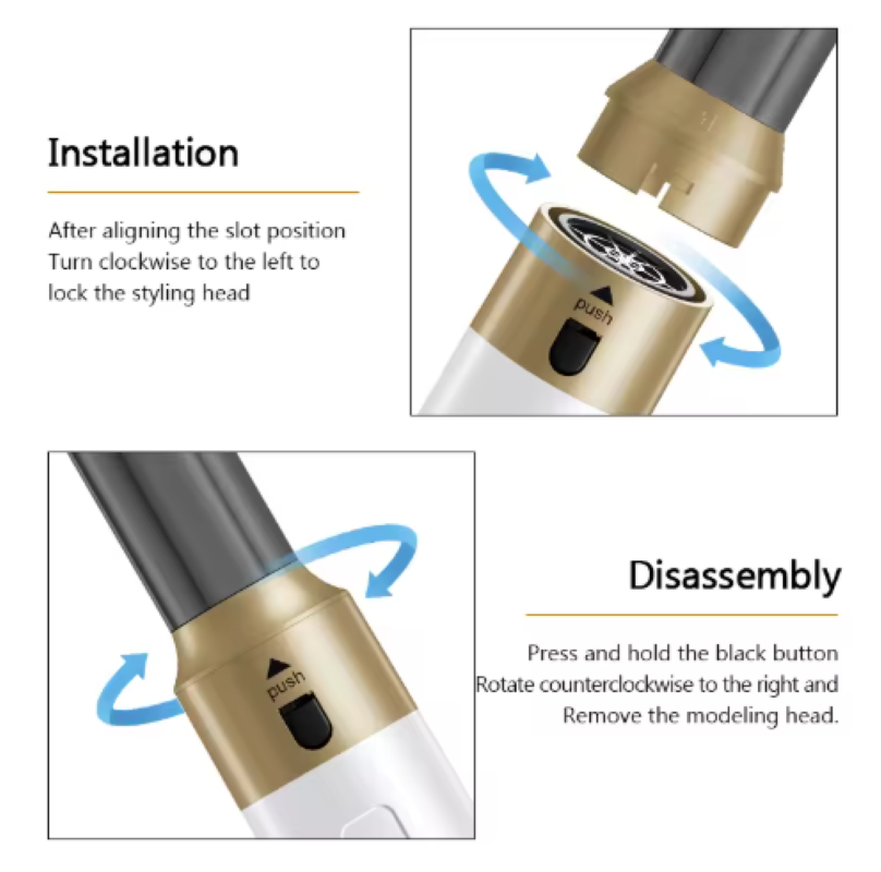 Set Coafare 5 In 1, Uscator De Par Multifunctional, Perie De Par Electrica, Ondulator, Perie Pentru Volum Si Indreptare, Capete Interschimbabile, 3 Trepte Temperatura, Uscare Rapida, Design Ergonomic [4]
