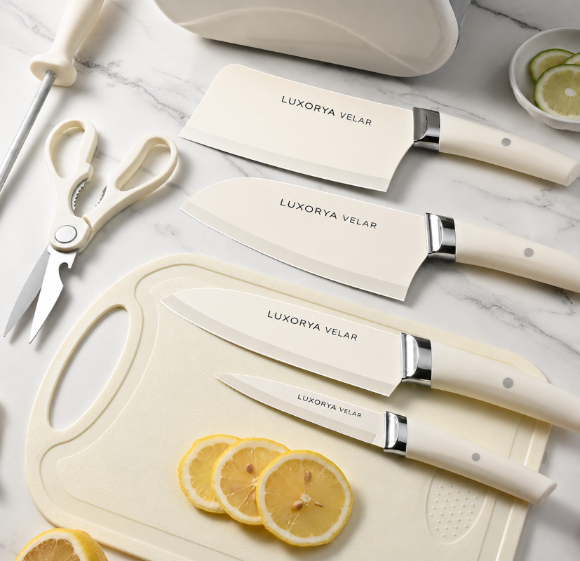 Cutite de bucatarie Profesionale Luxorya Velar™ set de 7 piese cutite ambidextre din otel inoxidabil cu lame acoperite pentru taiere [2]