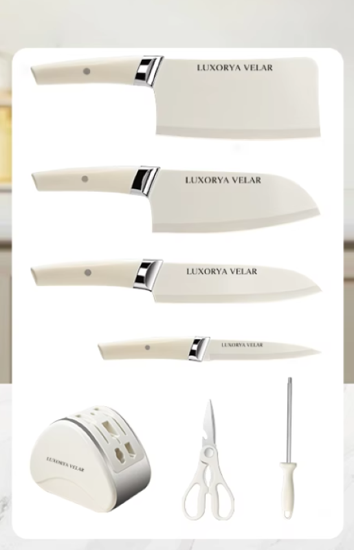 Cutite de bucatarie Profesionale Luxorya Velar™ set de 7 piese cutite ambidextre din otel inoxidabil cu lame acoperite pentru taiere [9]
