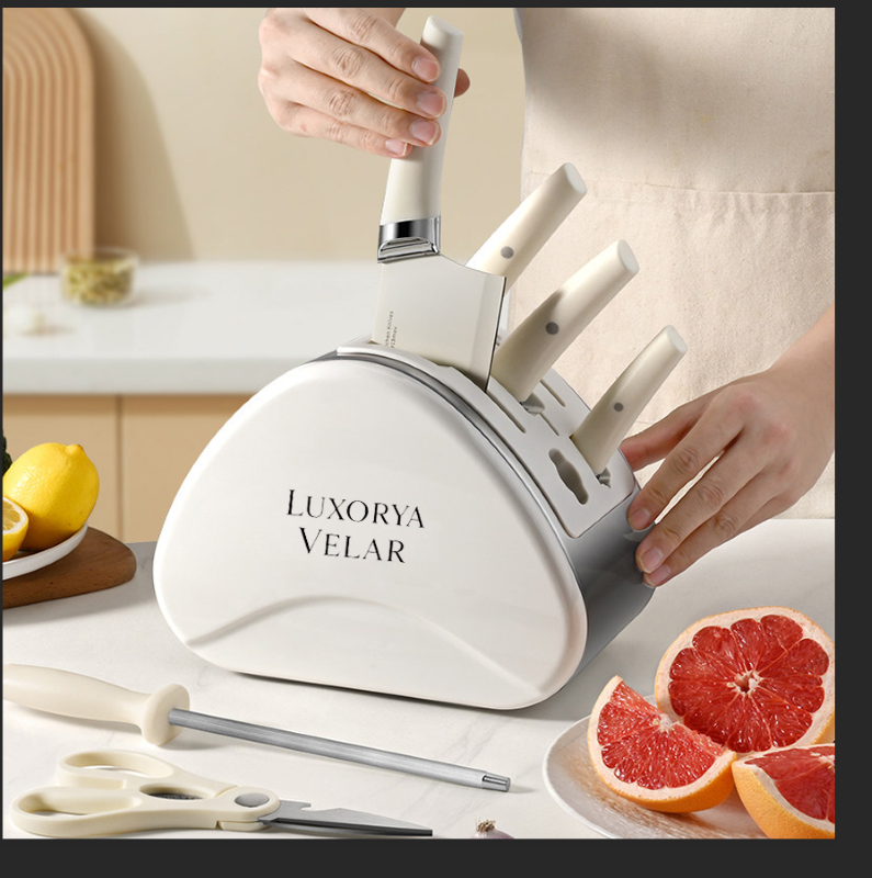 Cutite de bucatarie Profesionale Luxorya Velar™ set de 7 piese cutite ambidextre din otel inoxidabil cu lame acoperite pentru taiere [10]